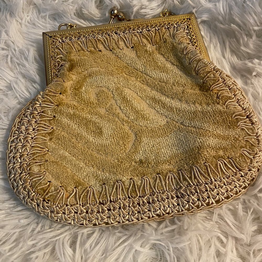 VintageSimon Ernest Gold and Cream Chemise Purse